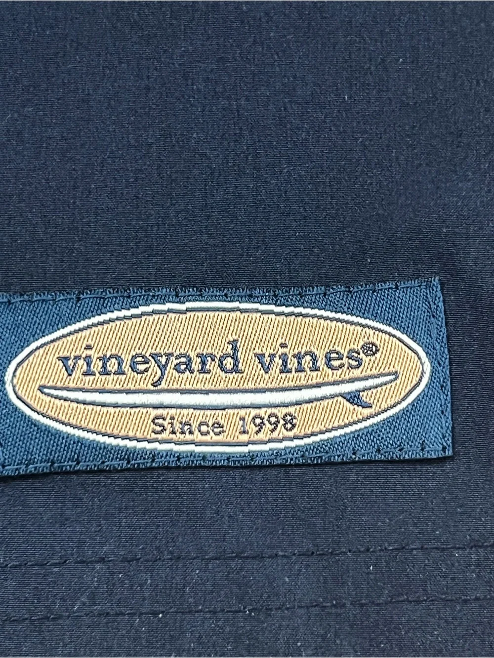 Vineyard Vines Navy Blue Striped Swim Trunks Board Shorts Mens Size S (Flaw)